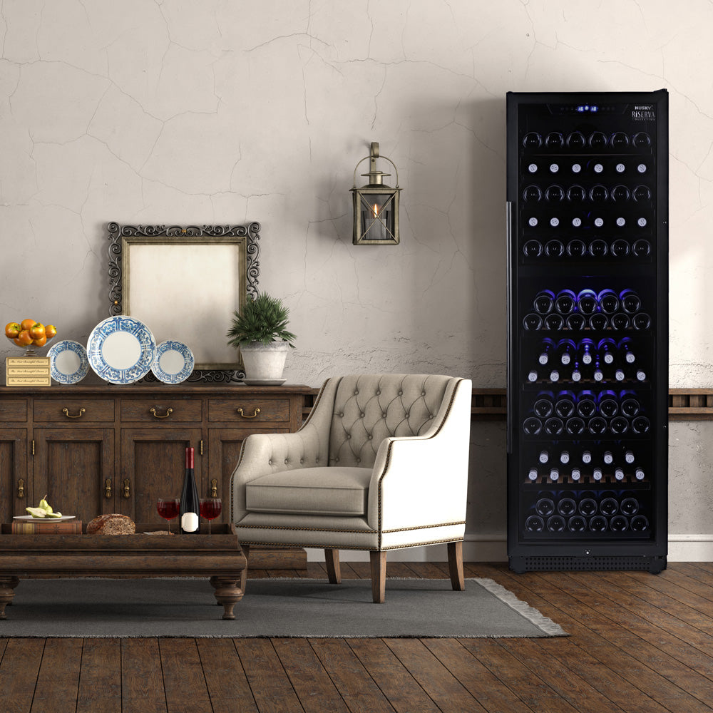 Husky Riserva 450L Dual Zone Freestanding Wine Fridge in Matte Black (HUSWS168DMBZY)