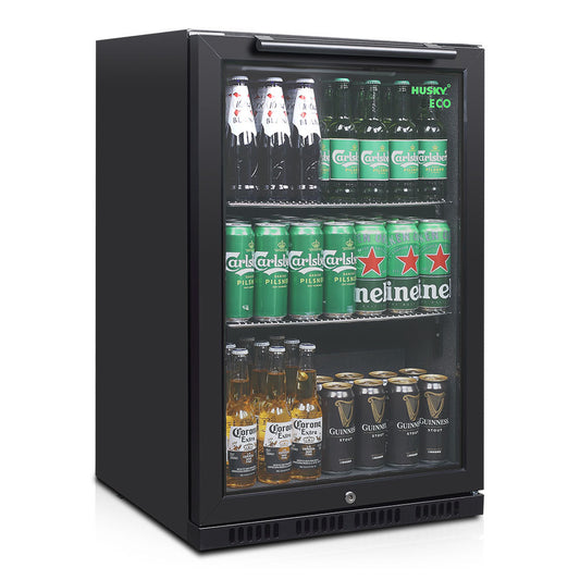 Husky 90L Eco Single Door Homebar Drinks Chiller in Black