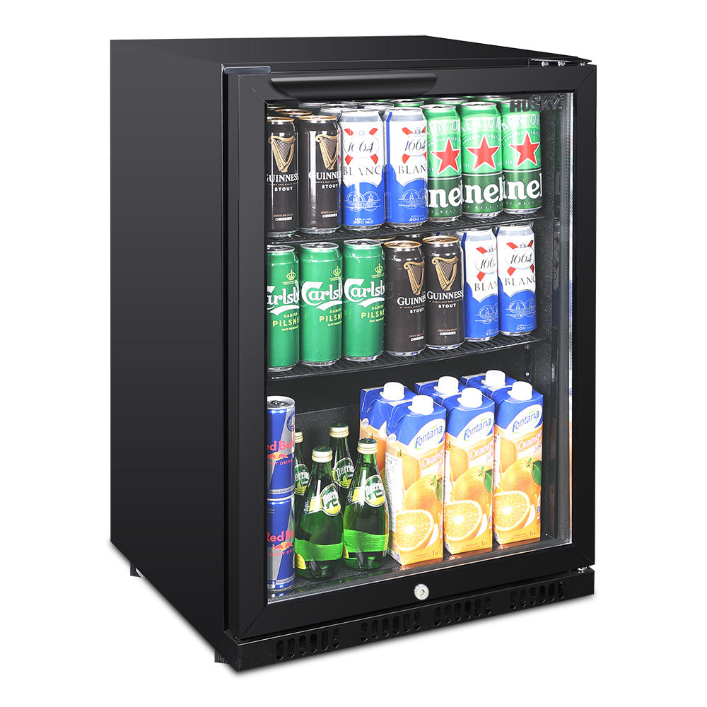 Husky 122L Single Door Homebar Drinks Chiller in Black