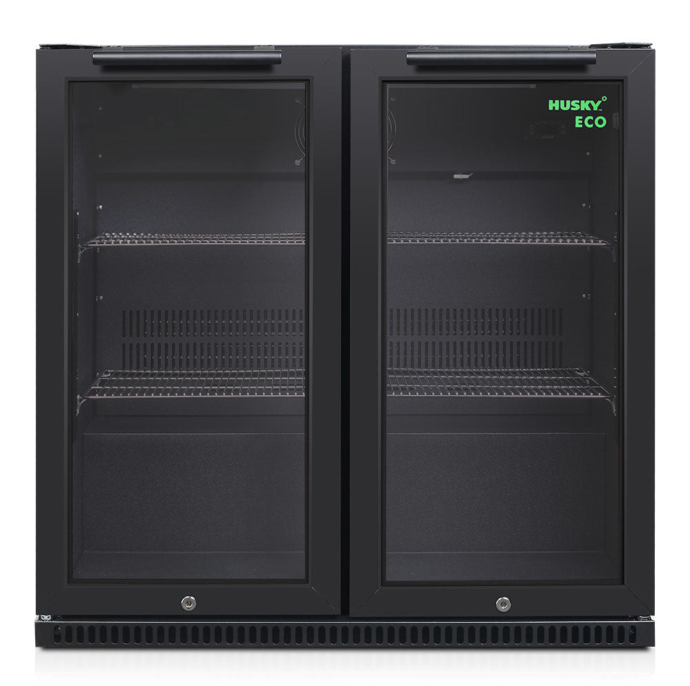 Husky 173L Eco Double Door Back Bar Drinks Chiller in Black