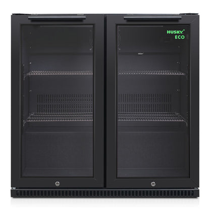 Husky 173L Eco Double Door Back Bar Drinks Chiller in Black