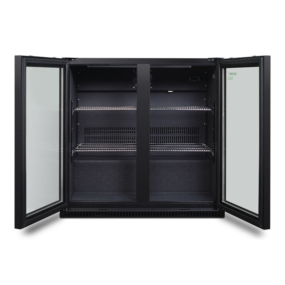Husky 173L Eco Double Door Back Bar Drinks Chiller in Black