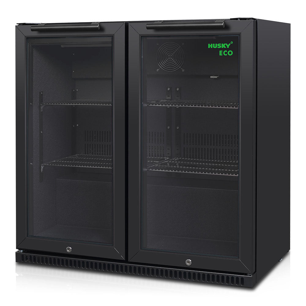 Husky 173L Eco Double Door Back Bar Drinks Chiller in Black