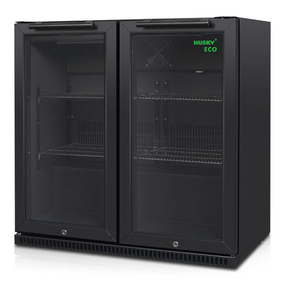 Husky 173L Eco Double Door Back Bar Drinks Chiller in Black