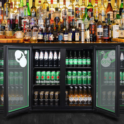 Husky 173L Eco Double Door Back Bar Drinks Chiller in Black