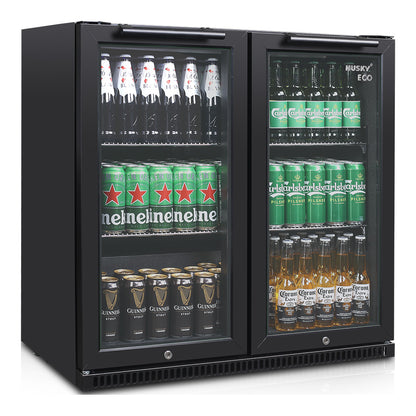 Husky 173L Eco Double Door Back Bar Drinks Chiller in Black