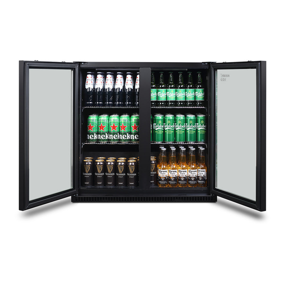 Husky 173L Eco Double Door Back Bar Drinks Chiller in Black