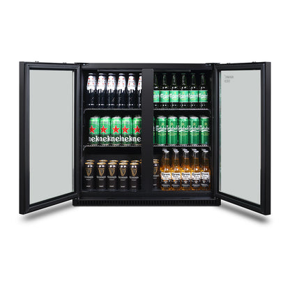 Husky 173L Eco Double Door Back Bar Drinks Chiller in Black