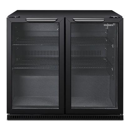 Husky 203L Double Door Homebar Drinks Chiller in Black