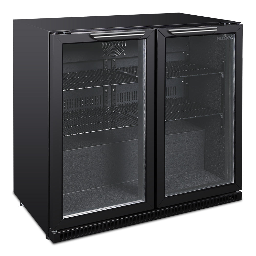 Husky 203L Double Door Homebar Drinks Chiller in Black