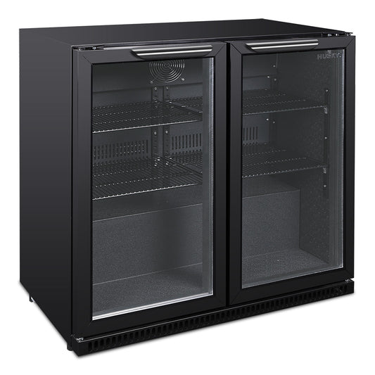Husky 203L Double Door Homebar Drinks Chiller in Black