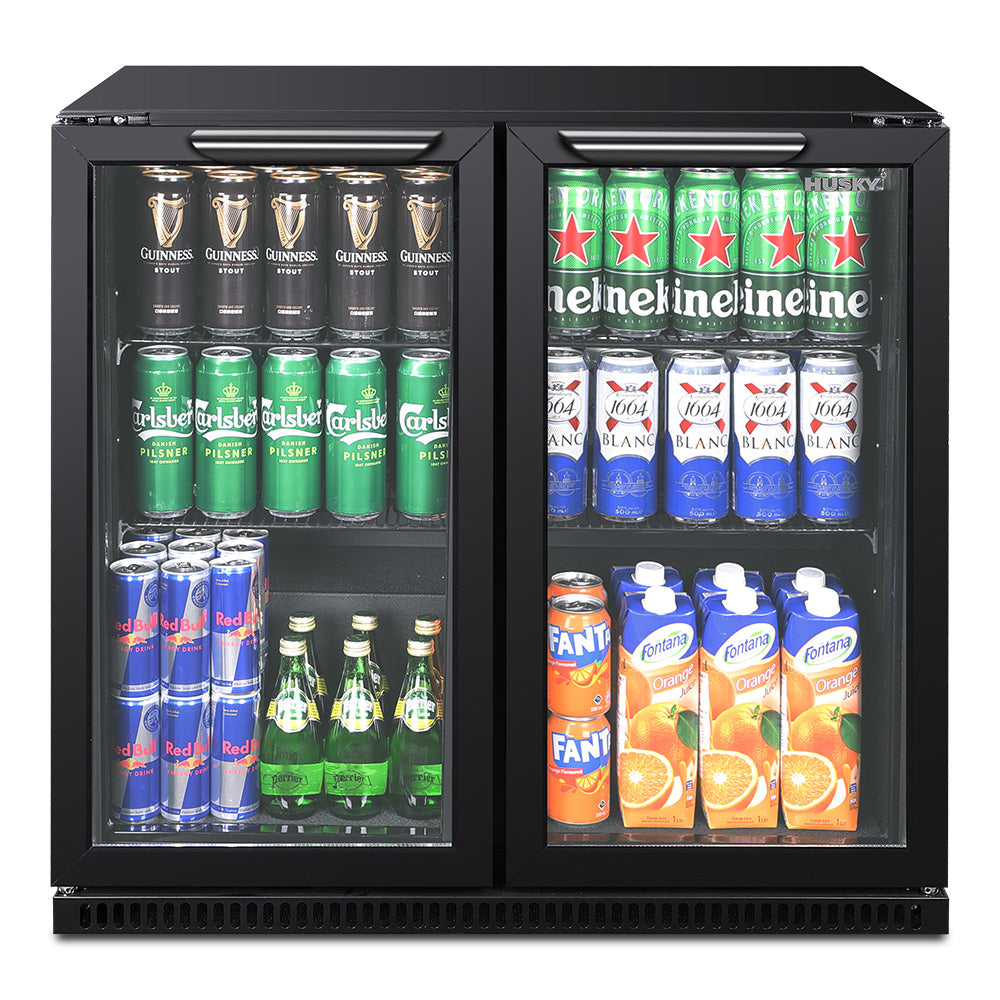 Husky 203L Double Door Homebar Drinks Chiller in Black