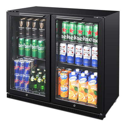 Husky 203L Double Door Homebar Drinks Chiller in Black