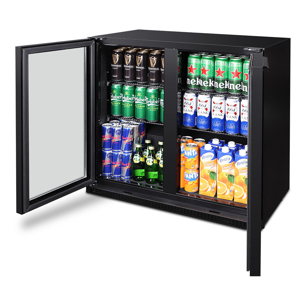 Husky 203L Double Door Homebar Drinks Chiller in Black