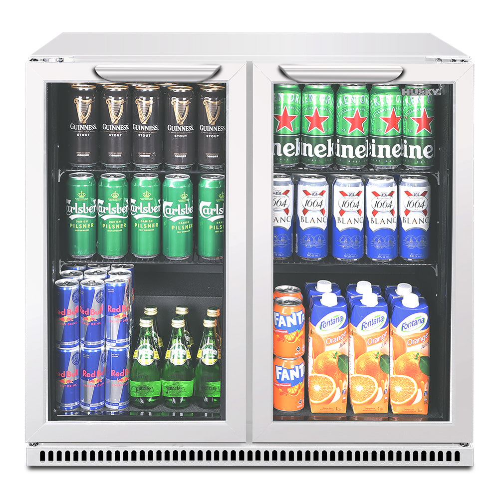 Husky 203L Double Door Homebar Drinks Chiller in White