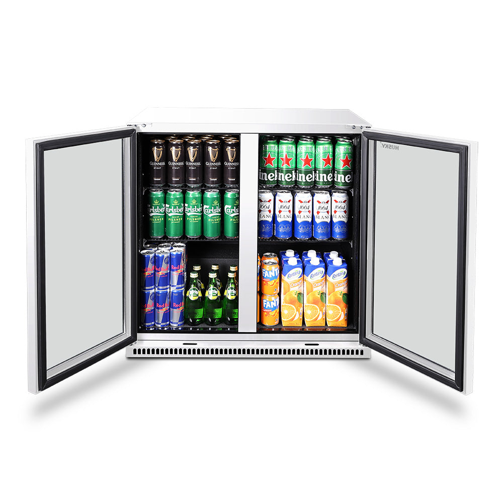 Husky 203L Double Door Homebar Drinks Chiller in White