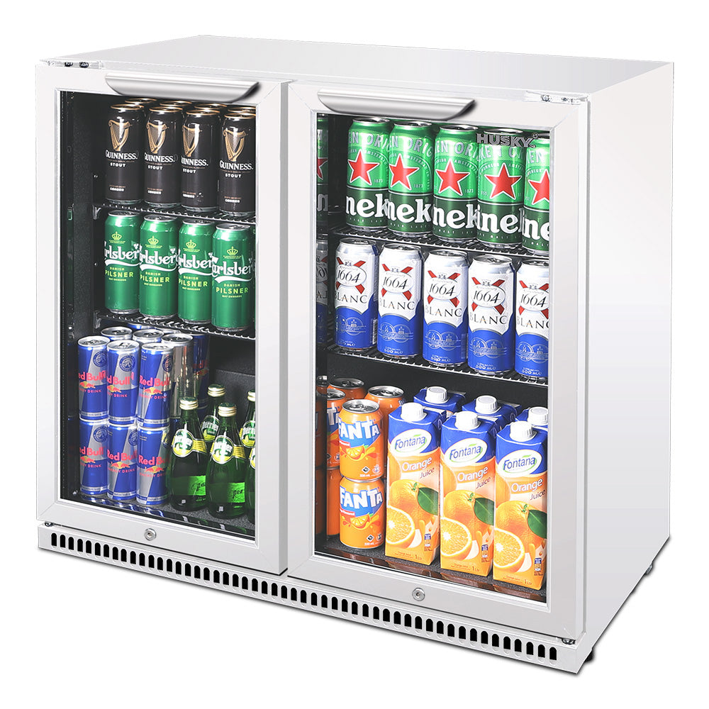 Husky 203L Double Door Homebar Drinks Chiller in White