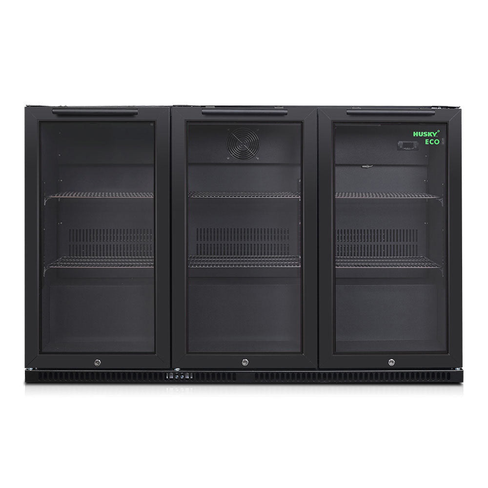 Husky 280L Eco Triple Door Back Bar Drinks Chiller in Black
