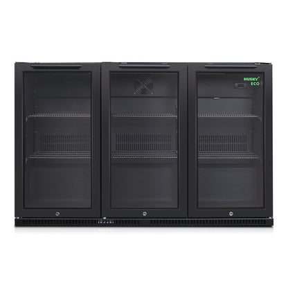 Husky 280L Eco Triple Door Back Bar Drinks Chiller in Black