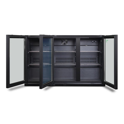 Husky 280L Eco Triple Door Back Bar Drinks Chiller in Black