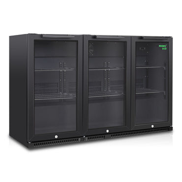 Husky 280L Eco Triple Door Back Bar Drinks Chiller in Black