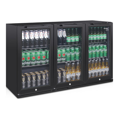 Husky 280L Eco Triple Door Back Bar Drinks Chiller in Black