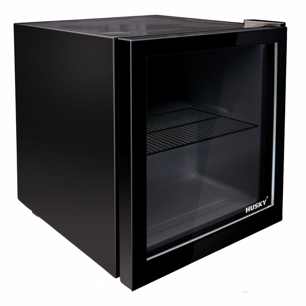 Husky 48L Mini Glass Door Bar Fridge in Black