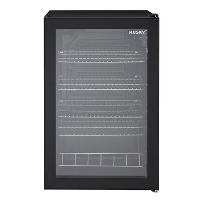 Husky 130L Single Glass Door Indoor Bar Fridge in Black
