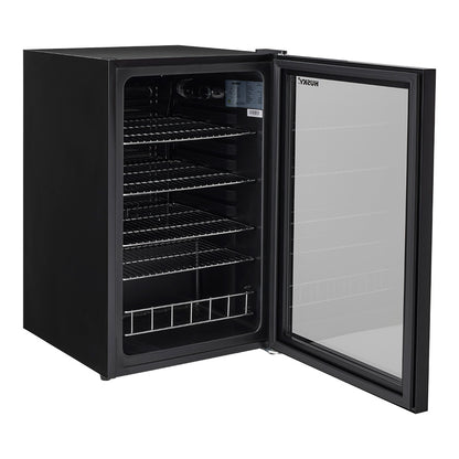 Husky 130L Indoor Bar Fridge With Anti-Condensation Glass Door in Black
