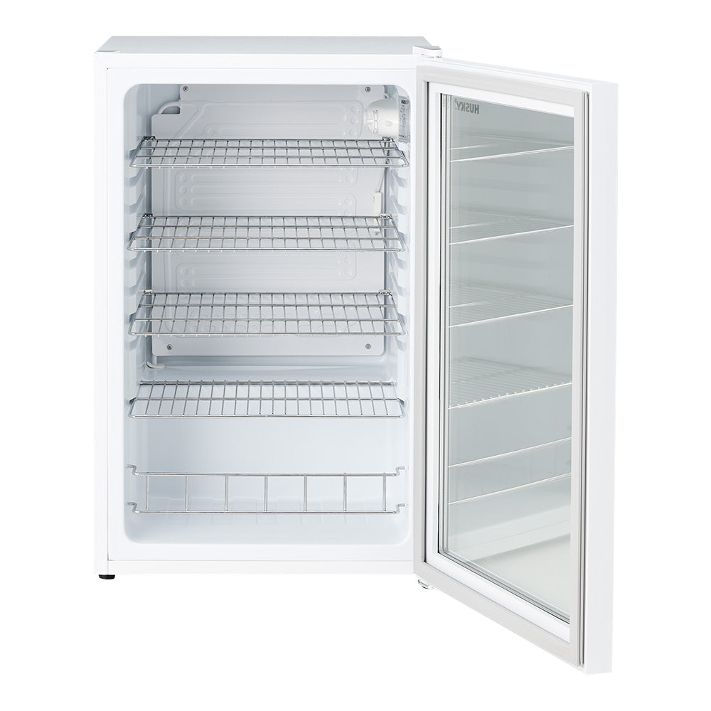Husky 130L Indoor Bar Fridge With Anti-Condensation Glass Door in White