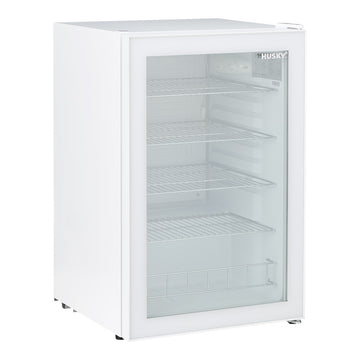 Husky 130L Indoor Bar Fridge With Anti-Condensation Glass Door in White (HUS130HDWH)