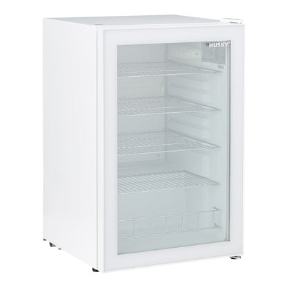 Husky 130L Indoor Bar Fridge With Anti-Condensation Glass Door in White