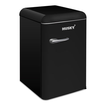 Husky 118L Solid Door Retro Style Bar Fridge in Black (HUSRET135BKHU)