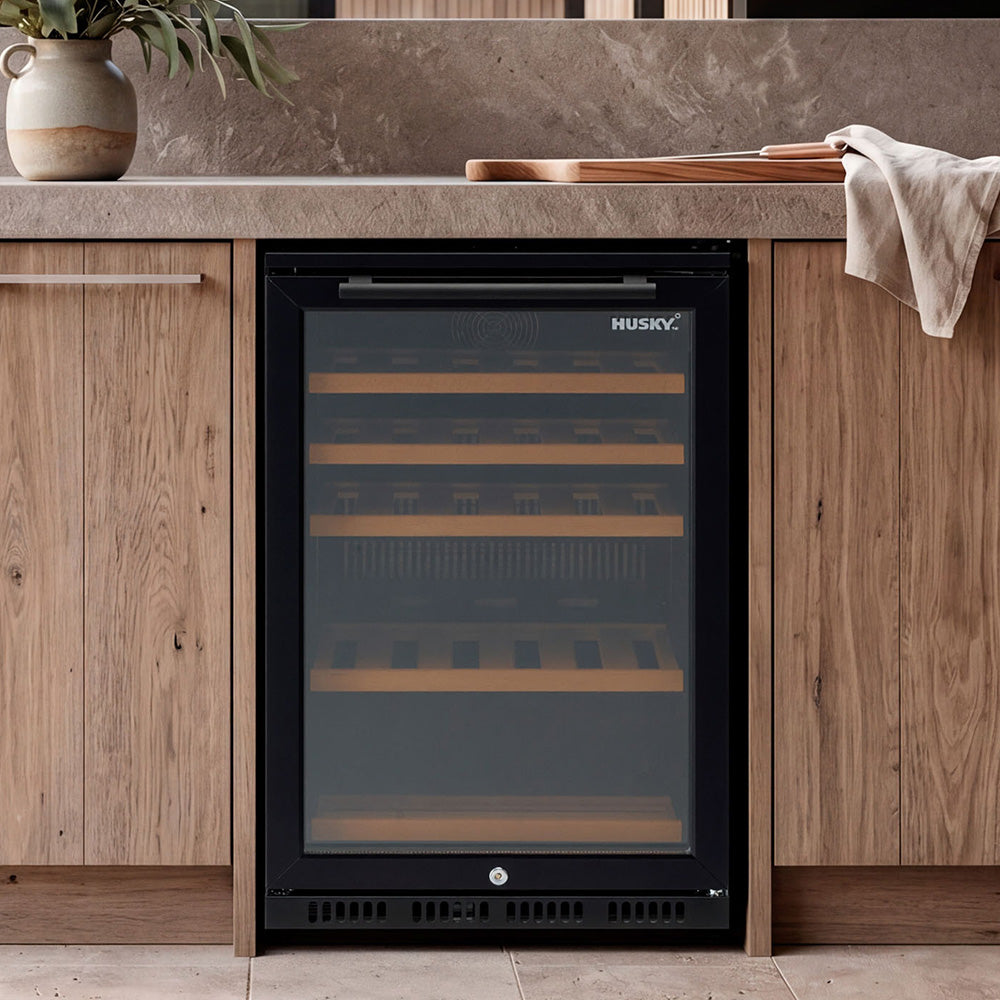 Husky Alfresco Single Zone Anti Condensation Wine Fridge in Black