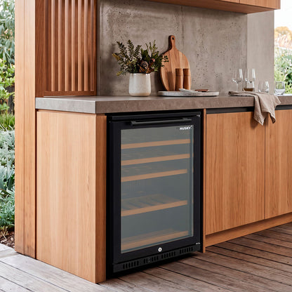 Husky Alfresco Single Zone Anti Condensation Wine Fridge in Black