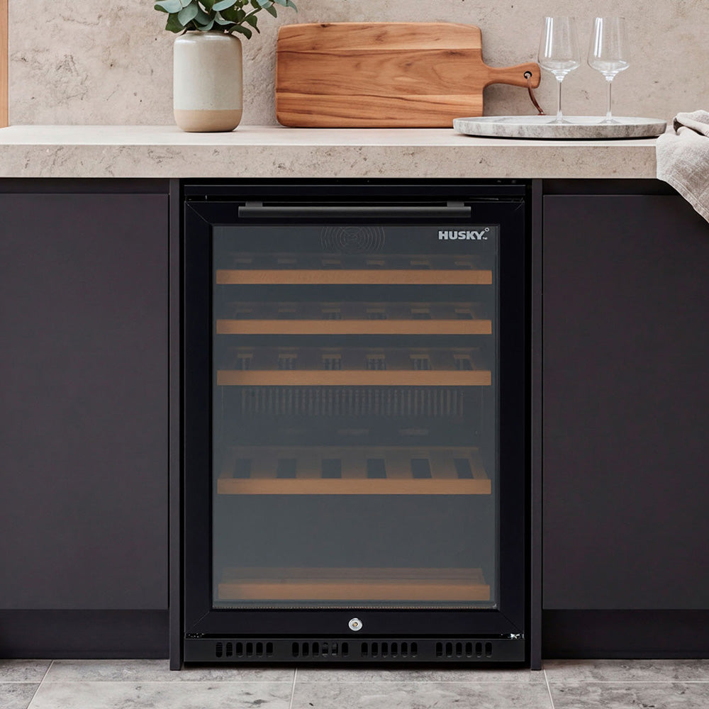 Husky Alfresco Single Zone Anti Condensation Wine Fridge in Black