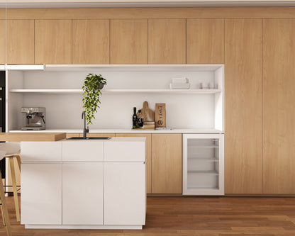 Husky 130L Single Glass Door Indoor Bar Fridge in White