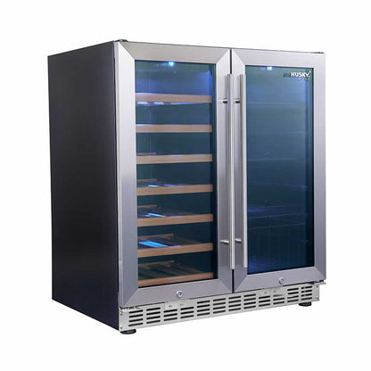 Husky Vino Pro Double Door Wine Fridge & Drinks Chiller in S/Steel Door Trim (HUS-WC66B-ZY)