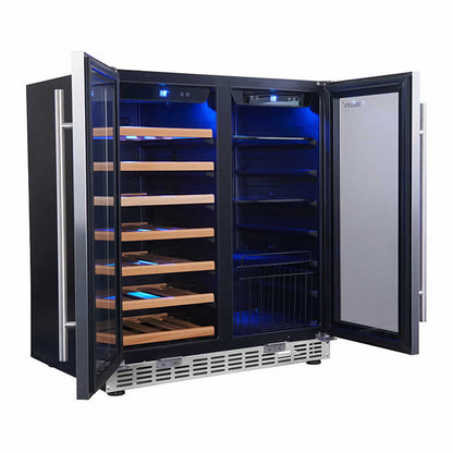 Husky Vino Pro Double Door Wine Fridge & Drinks Chiller in S/Steel Door Trim (HUS-WC66B-ZY)