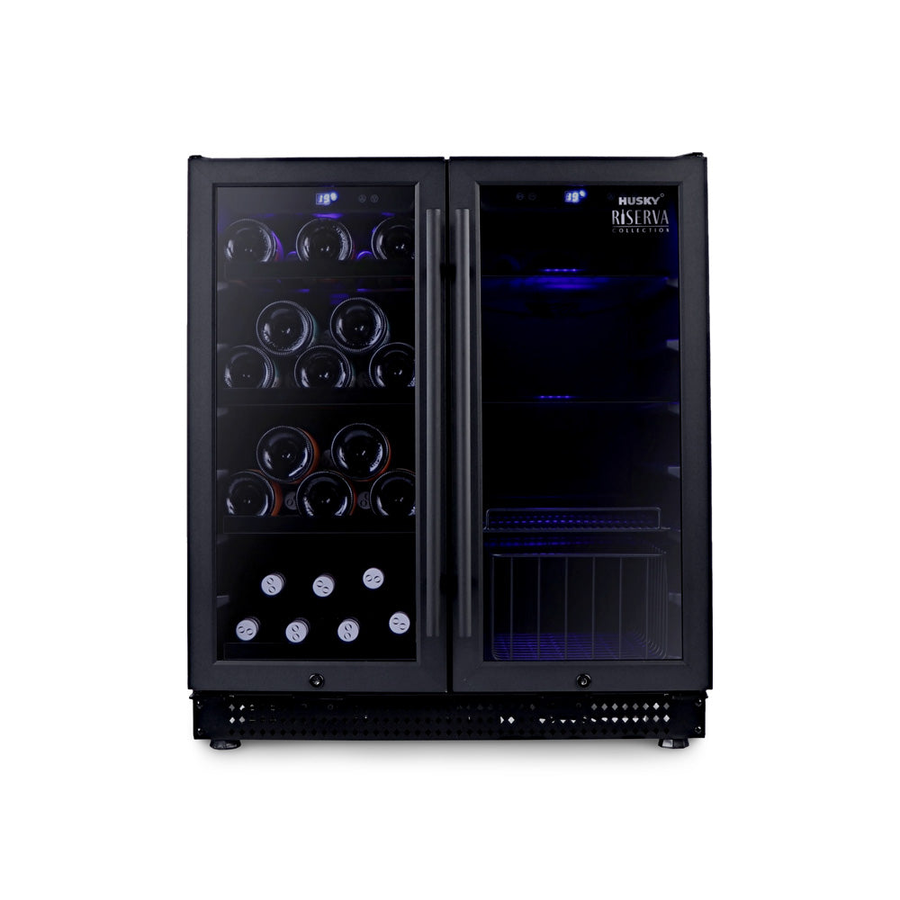 Husky Riserva Double Door Wine Fridge & Drinks Chiller in Matte Black (HUSWS66MBZY)
