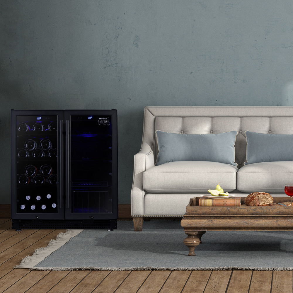 Husky Riserva Double Door Wine Fridge & Drinks Chiller in Matte Black (HUSWS66MBZY)